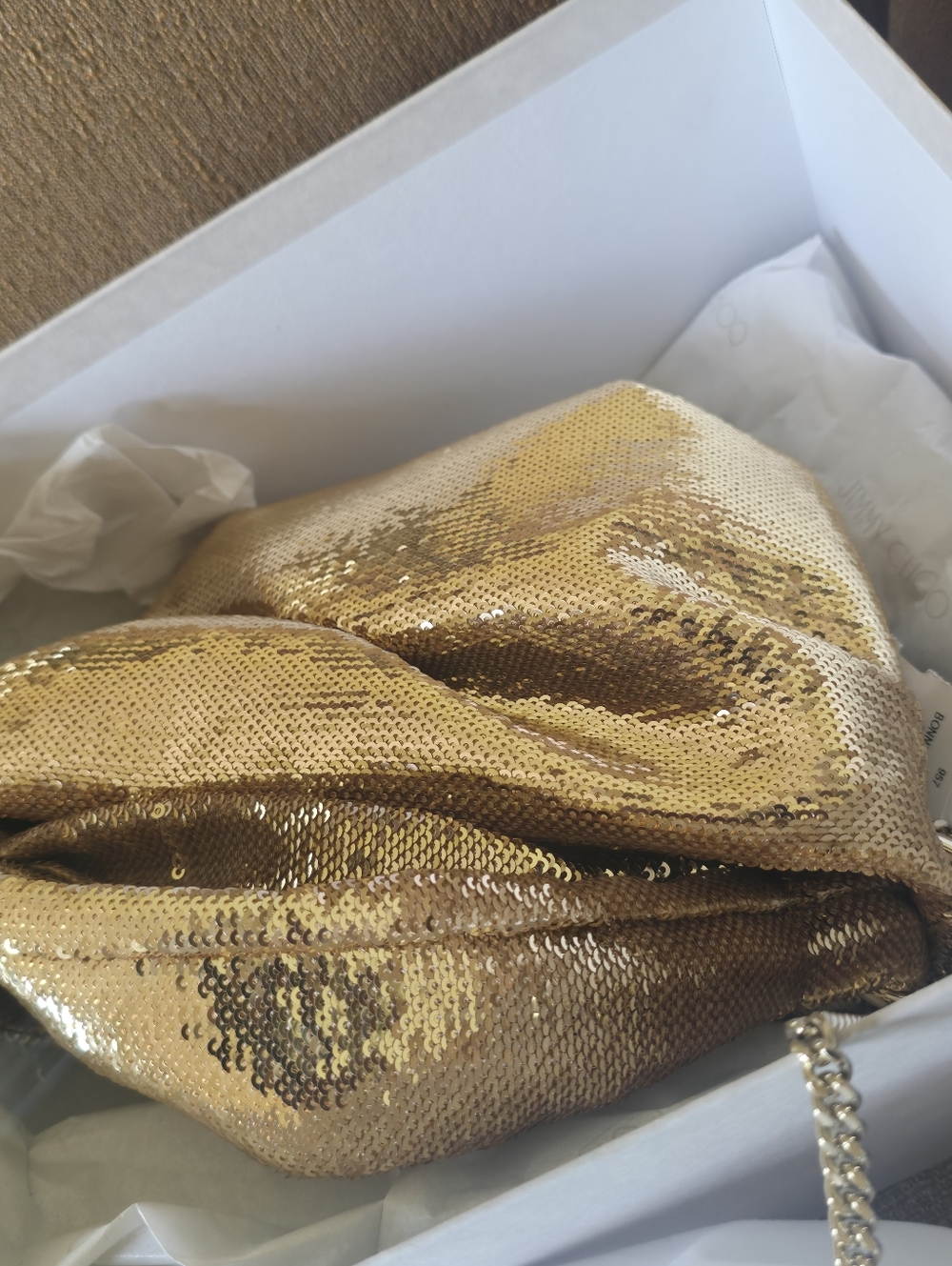 Jimmy Choo - Bonny Sequined Gold Handbag/Clutch NWT - Picture 11 of 13